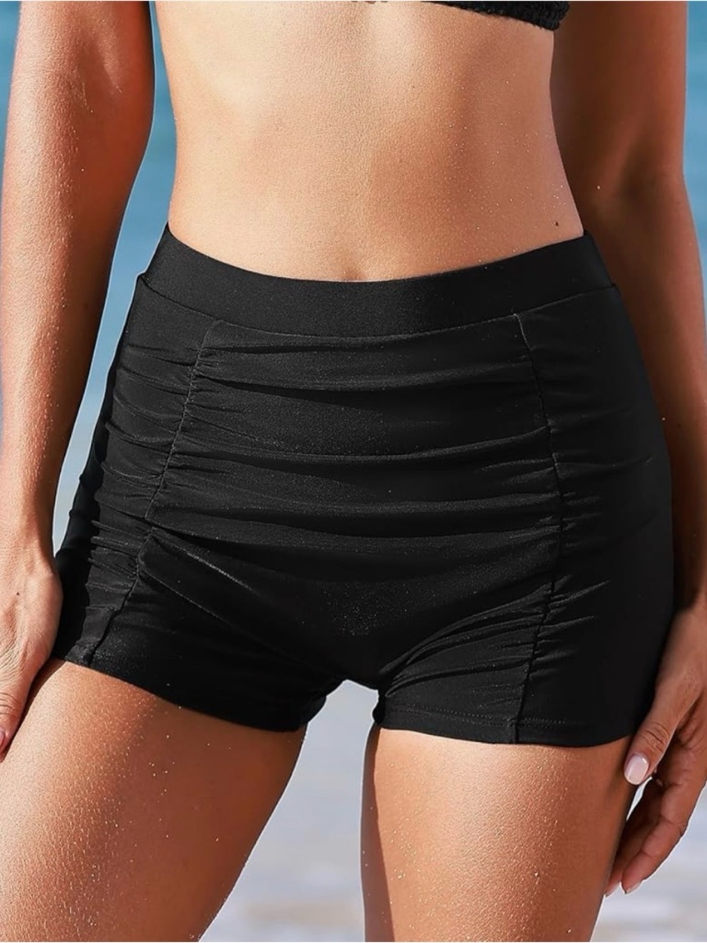 NWOT High Waisted Tummy Control Ruched Bikini Bottoms